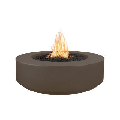 Florence 42 Inch Match Light Round GFRC Concrete Propane Fire Pit in Chocolate By The Outdoor Plus