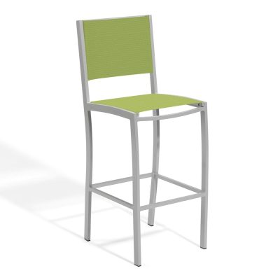 Travira Composite Sling & Aluminum Bar Stool in Flint/Go Green By Oxford Garden