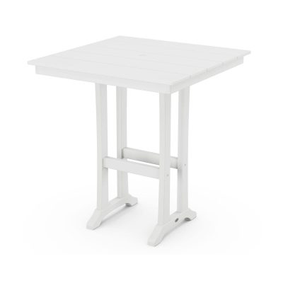 POLYWOOD 37-Inch Farmhouse Trestle Bar Table – White