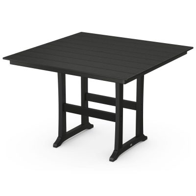 POLYWOOD 59-Inch Farmhouse Trestle Bar Table – Black