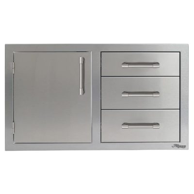 Alfresco 32-Inch Stainless Steel Left-Hinged Soft-Close Door & Triple Drawer Combo – AXE-DDC-L-SC