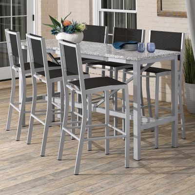 Travira 7 Piece Aluminum Patio Bar Set W/ 72 X 30 Inch Rectangular Lite-Core Ash Table By Oxford Garden – Ninja Sling