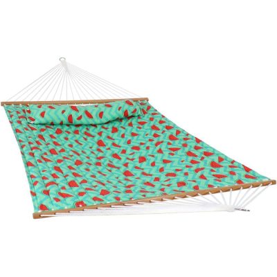 Ultimate Patio Quilted Double Hammock & Pillow – Watermelon & Chevron