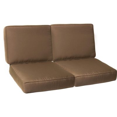 Sunbrella Canvas Cocoa 4 Piece Small Outdoor Replacement Loveseat Cushion Set W/ Piping By BBQGuys Signature