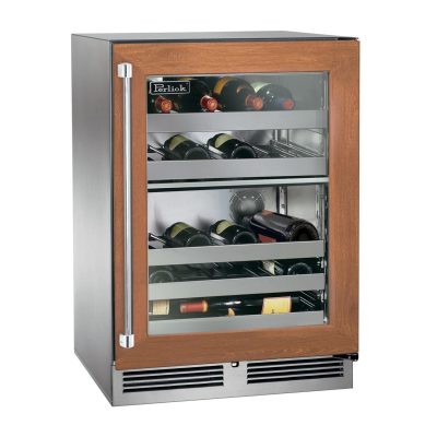 Perlick 24-Inch Signature Series Stainless Steel Panel Ready Glass Door Outdoor Dual Zone Wine Reserve – Right Hinged – HP24DO-4-4R