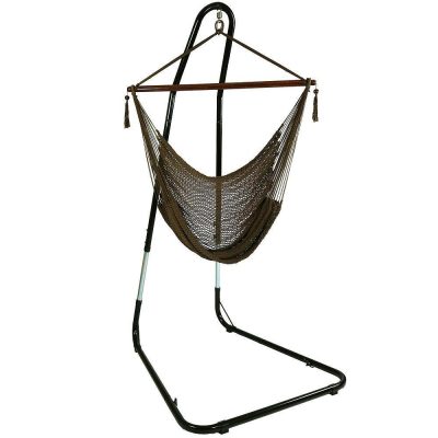 Ultimate Patio Extra Large Hanging Caribbean Hammock Chair w/ Adjustable Stand – Mocha