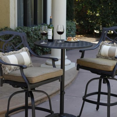 Darlee Ten Star 3 Piece Cast Aluminum Patio Bar Set With Swivel Bar Stools