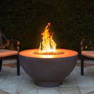 Sienna 37 Inch Match Light Round GFRC Concrete Propane Fire Pit in Ash By The Outdoor Plus