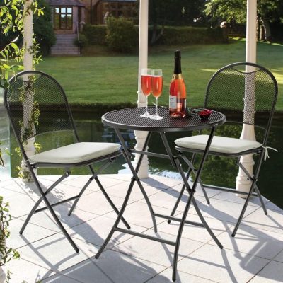 Kettler CAFE NAPOLI 3 Piece Folding Bistro Set in Iron Gray