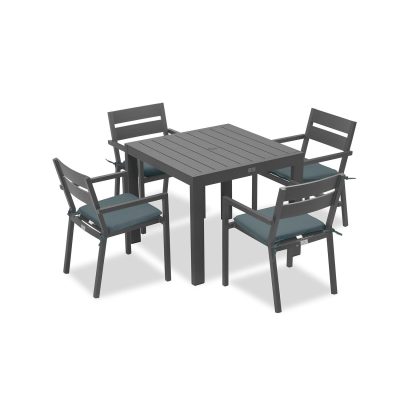 Calm Bay Classic 5 Pc Square Dining Set in Slate/Cast Lagoon by Lakeview