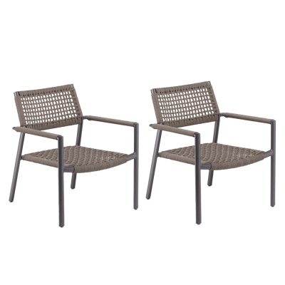 Eiland 2 Pc Composite Cord & Aluminum Club Chair in Carbon By Oxford Garden