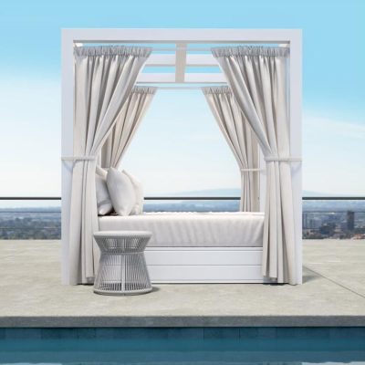 Sunset West Newport 2 Piece Aluminum Resort King Daybed Set W/ End Table