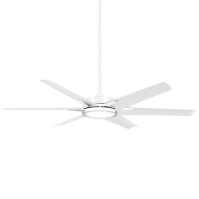 Minka-Aire Deco 65-Inch 6 Blade Outdoor LED Ceiling Fan in Flat White with Remote Control – F866L-WHF