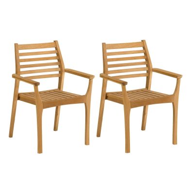 Mera 2 Pc Natural Teak Stacking Dining Chair By Oxford Garden