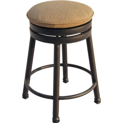 Darlee Classic Cast Aluminum Round Backless Patio Swivel Counter Height Bar Stool – Antique Bronze