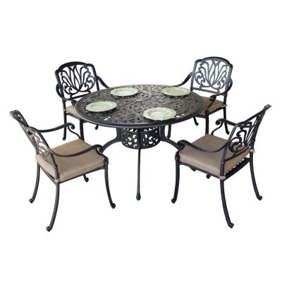 Darlee Elisabeth 5 Piece Cast Aluminum Patio Dining Set