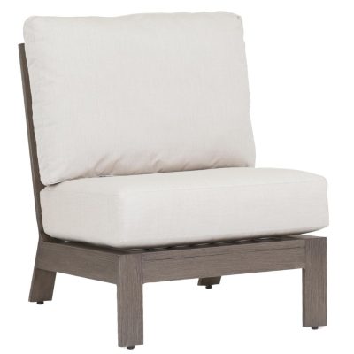 Laguna Aluminum Patio Armless Club Chair W/ Sunbrella Canvas Flax Cushions By Sunset West