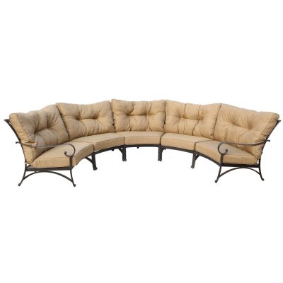 Darlee Santa Anita 5 Piece Cast Aluminum Patio Sectional Sofa W/ Sesame Cushions