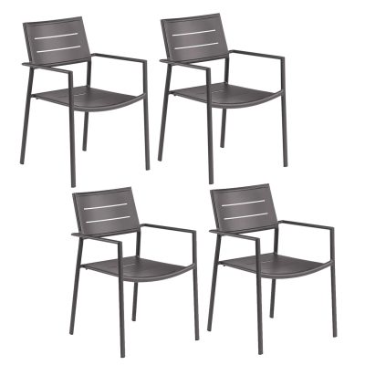 Eiland 4 Pc Aluminum Dining Chair in Carbon By Oxford Garden