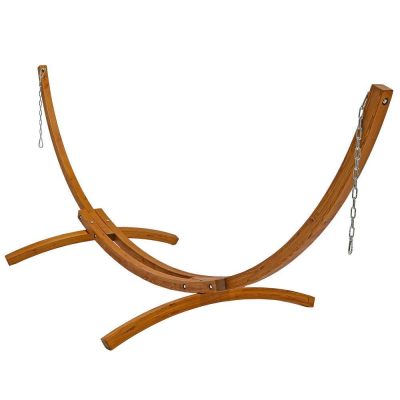 Ultimate Patio 12-Foot Solid Wood Curved Hammock Stand – Natural