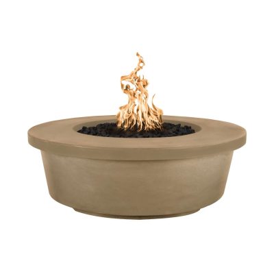 Tempe 48 Inch Match Light Round GFRC Concrete Propane Fire Pit in Brown By The Outdoor Plus