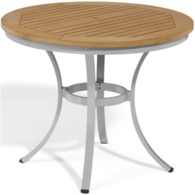 Travira 36 Inch Round Aluminum Patio Bistro Table W/ Tekwood Natural Top By Oxford Garden