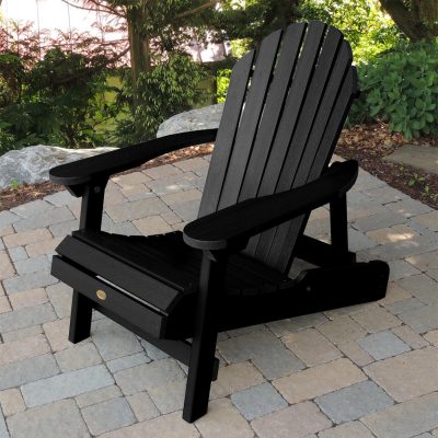 Lakeview Dream Bay Folding & Reclining Adirondack Chair – Black