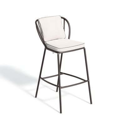 Malti Aluminum Bar Stool in Carbon/Bliss Linen By Oxford Garden