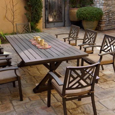 Darlee Brooklyn 9 Piece Aluminum Patio Dining Set W/ 86 X 44 Rectangular Table & Sesame Cushions