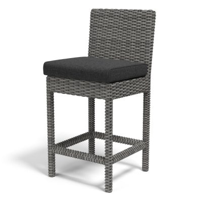 Sunset West Emerald II Resin Wicker Patio Counter Stool W/ Sunbrella Spectrum Carbon Cushions