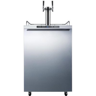 Summit 24-Inch 5.6 Cu. Ft. Outdoor Rated Double Tap Beer Dispenser / Kegerator – Stainless Steel – SBC635MOSHHTWIN