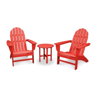 POLYWOOD Vineyard 3-Piece Adirondack Set – Sunset Red