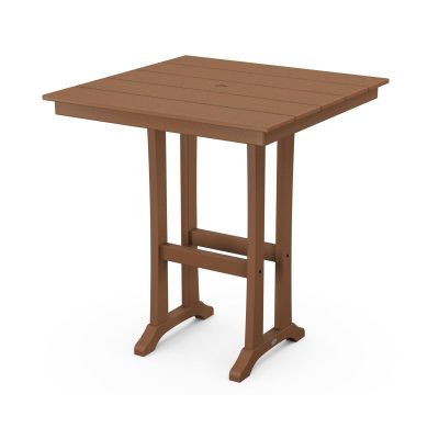 POLYWOOD 37-Inch Farmhouse Trestle Bar Table – Teak