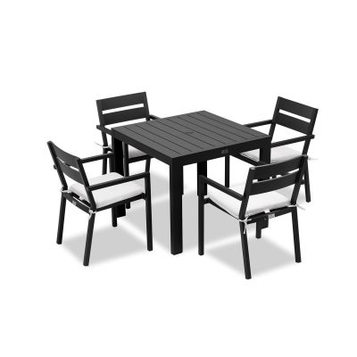 Calm Bay Classic 5 Pc Square Dining Set in Black/Canvas Natural by Lakeview