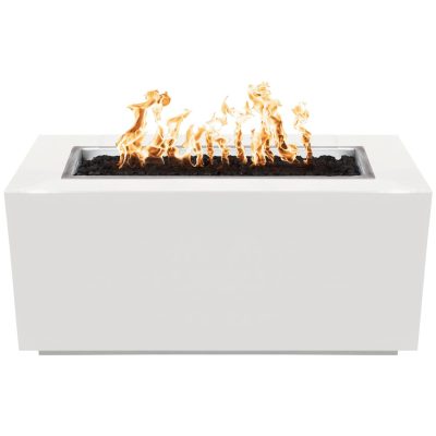 Pismo 48 Inch Match Light Rectangular Powder Coated Steel Propane Fire Pit in White By The Outdoor Plus