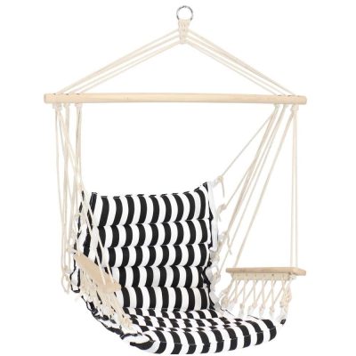 Ultimate Patio Polycotton Hammock Chair w/ Armrests – Contrasting Stripes