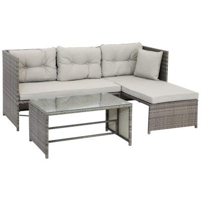 Ultimate Patio Outdoor Patio Sectional Sofa Set W/ Cushions – Stone Gray