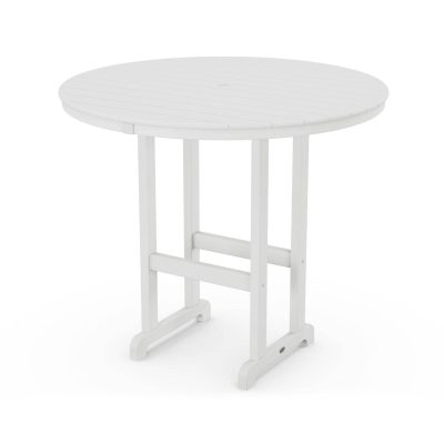 POLYWOOD 48-Inch Round Bar Table – White