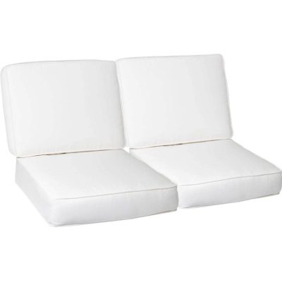 Sunbrella Canvas Natural 4 Piece Large Outdoor Replacement Loveseat Cushion Set W/ Piping By BBQGuys Signature