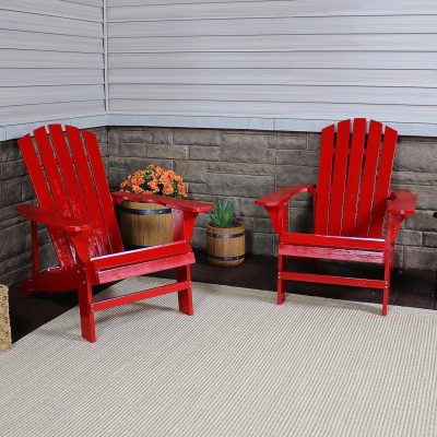 Ultimate Patio 2-Piece Wooden Adirondack Chair Set – Red