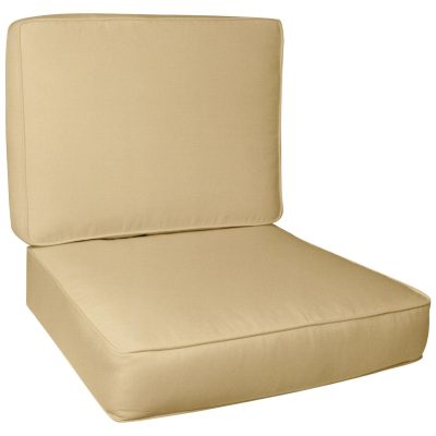 Sunbrella Canvas Wheat Small Outdoor Replacement Club Chair Cushion Set w/ Piping by BBQGuys Signature