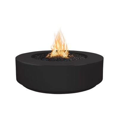 Florence 42 Inch Match Light Round GFRC Concrete Natural Gas Fire Pit in Black By The Outdoor Plus