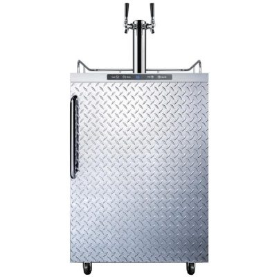 Summit 24-Inch 5.6 Cu. Ft. Outdoor Rated Double Tap Beer Dispenser / Kegerator – Diamond Plate Aluminum – SBC635MOSDPLTWIN