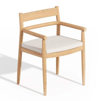 Lido Teak Dining Chair in Natural/Bliss Linen By Oxford Garden