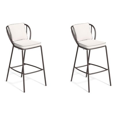 Malti 2 Pc Aluminum Bar Stool in Carbon/Bliss Linen By Oxford Garden