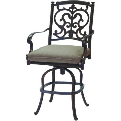 Darlee Santa Barbara Cast Aluminum Patio Counter Height Swivel Bar Stool – Antique Bronze