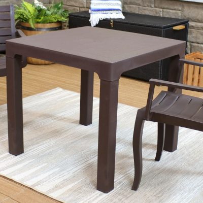 Ultimate Patio 31-Inch Square Outdoor Patio Dining Table – Brown