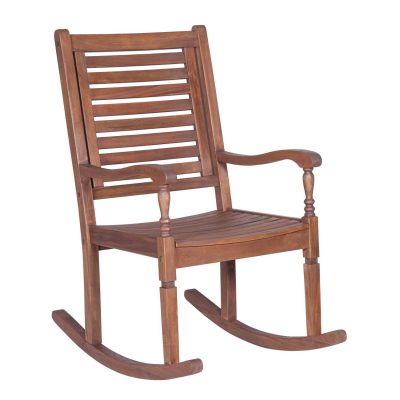 Ultimate Patio Cozy View Acacia Patio Rocking Chair – Dark Brown